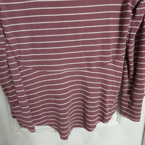 Anthropologie Womens Sleep Shirt Campground Maroon Striped Thermal Henley Top S - Picture 12 of 12